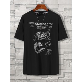 Men Spacecraft And Letter Print T-Shirt