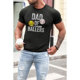 Black Dad Of Ballers Baseball Graphic Print Men's T Shirt